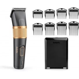 Cortapelos barbero Babyliss E987E Graphite, uso con cable y sin cable, cuchillas grafito, 8 en 1, 5 posiciones, 8 guías, grafito