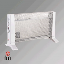 Radiador de mica placa radiante FM PM-600, 2 potencias, 600W, pleno rendimiento en 1 min, hasta 12 m2, temperatura regulable, sin fluido, blanco