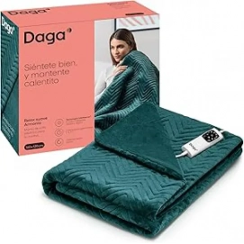 Manta eléctrica Daga Relax Suave Armonía Verde, 160 x 120 cm, ultra suave acolchado terciopelo, temporizador 3 posiciones, 6 temperaturas,...
