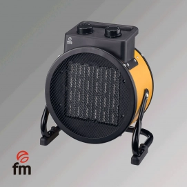 Calefactor de aire FM TI-30, 2 potencias, 3000W, termostato regulable, resistencia cerámica, orientable, amarillo y negro