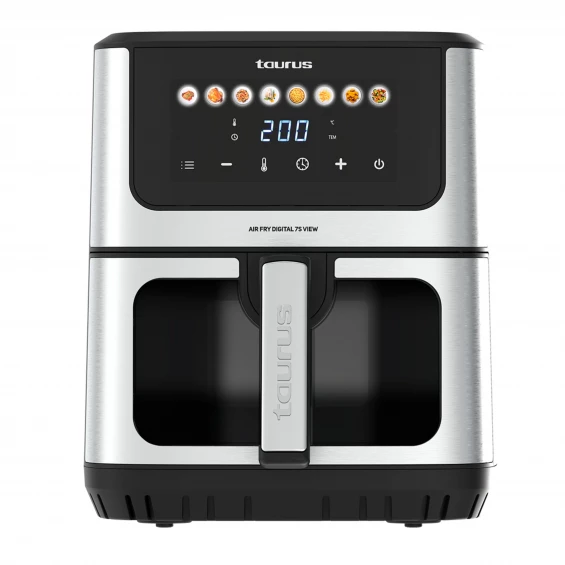 Freidora de aire Taurus 7S VIEW, 6.5 litros, 8 Programas, 1.600 W, inox