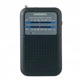 Radio portátil Daewoo DW1008BK, FM/AM, altavoz incorporado, antena telescópica, a pilas, negro