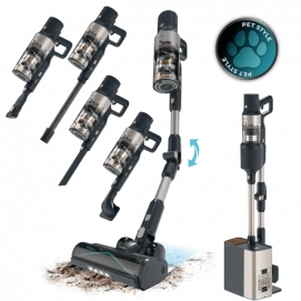 Aspirador escoba Cecotec Conga Rockstar 5500 Hurricane Station Pet Flex, aspirador sin cable, con base autovaciado, 700W, 220 AW succión,...