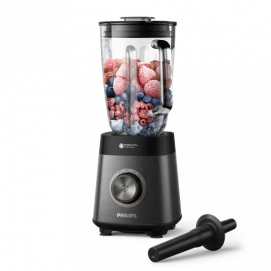 Batidora de vaso Philips HR3040/00, 1200W, jarra cristal 2 litros, cuchillas ProBlend, velocidad variable + Pulse, negro e inox
