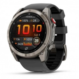 Reloj Smartwatch Garmin Fenix 8 Pro, 51 mm, LTE/NTN, Satelital, pantalla Amoled, correa silicona, carcasa titanio, negro y gris