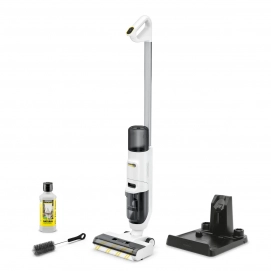Aspirador escoba Karcher FCV 2, Hygienic Spin, aspiradora sin cables, hasta 25 min, 3 en 1, 160W, limpiador suelo natural, 500ml, blanco