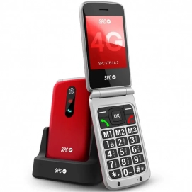Teléfono móvil Senior SPC Stella 3 2339R, 4G, personas mayores, pantalla 2.4 pulgadas, botón SOS, batería 1450 mAh, rojo