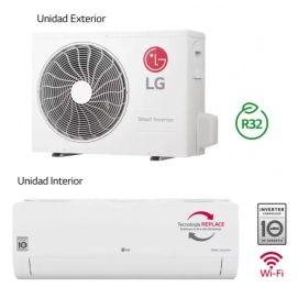 Aire acondicionado split 1x1 LG24CONFWFI.SET, 5676 frigorías, 6020 calorías, clase A++/A+, gas R-32, WiFi, blanco