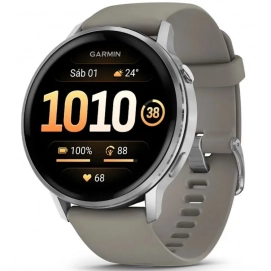 Reloj Smartwatch Garmin Venu 4, 010-03014-01, 45 mm, correa silicona gris, bisel plateado