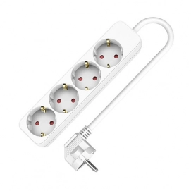 Regleta TM Electron TMUAD504, 4 tomas, sin interruptor, 1.5 m, blanco