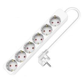 Regleta TM Electron TMUAD506, 6 tomas, sin interruptor, 1.5 m, blanco