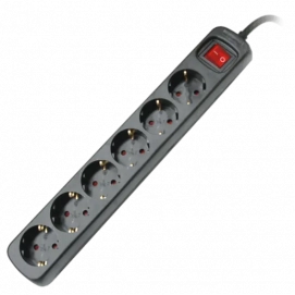 Regleta Silver Electronics Protek Classic 6, 6 tomas, con interruptor, 1.5 m, negro