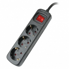 Regleta Silver Electronics Protek Classic 3, 3 tomas, con interruptor, 1.5 m, negro