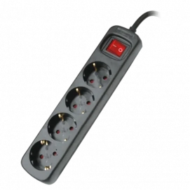 Regleta Silver Electronics Protek Classic 4, 4 tomas, con interruptor, 1.5 m, negro