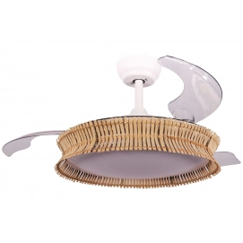 Ventilador de techo retráctil FM VR1200, 107 cm, 69W, motor DC, 3 aspas, 6 velocidades, 40dB, rústico