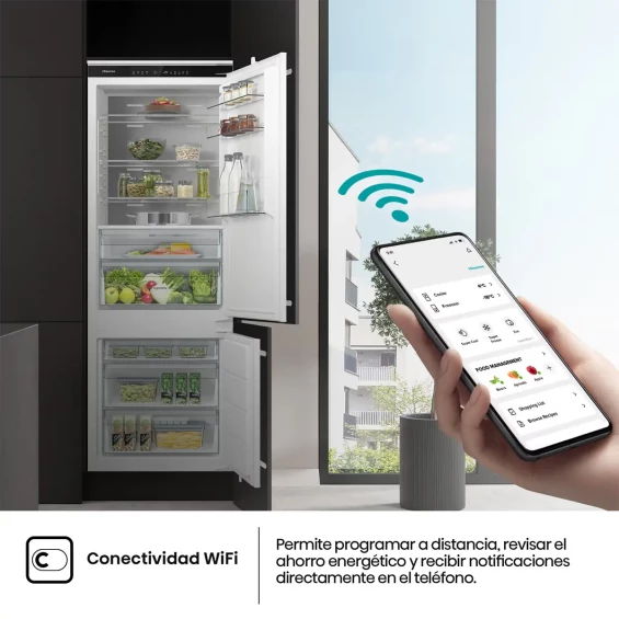 Frigorífico combi integrable Hisense RB3B370SAWD1, 193.6 x 69 x 54.5 cm, Total No Frost, clase D, 210 kWh/año, 35 dB, 377 litros, Metal-Tech, WiFi - imagen 9