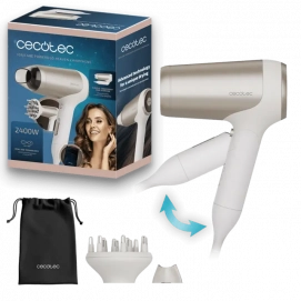 Secador de pelo plegable Cecotec IoniCare Power&Go Heaven Champagne, 2400W, accesorios, ref. 101442, champagne