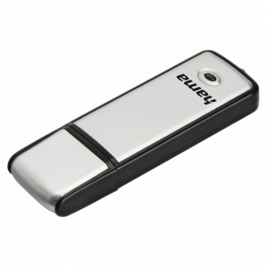 Memoria USB Hama Fancy 128GB, pen lápiz USB 2.0, 15 mb/s, negro y plata