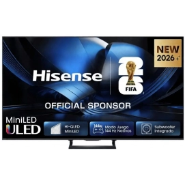 Televisión QLED Mini LED Hisense 65U7SE, 65 pulgadas, 4K Ultra HD, MiniLED, Smart TV, HDR10+, clase E, negro