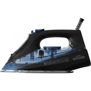Plancha de vapor Black & Decker BXIR2606E, 2600W, golpe de vapor 150 gr/min, vapor continuo 35 gr/min, azul y negro