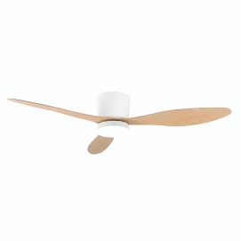 Ventilador de techo Orbegozo CP 178132, 132 cm, 30W, motor DC, 3 aspas, 6 velocidades, temporizador, blanco y madera