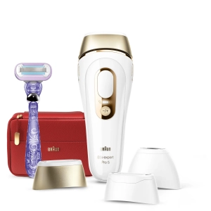 Depiladora luz pulsada Braun PL5267,  IPL, 3 modos, 125 número de disparos, oro y blanco