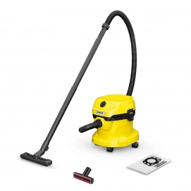 Aspirador sin bolsa Karcher WD 2 PLUS V-12/4/18 PET, 1000W, para sólidos y líquidos, capacidad 12 litros, 74dB, amarillo