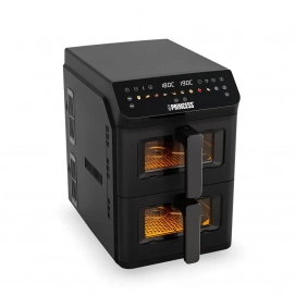 Freidora de aire Princess 182490 Stack, 11.2 litros, 2 x 5.6 litros, 2600W, 11 programas, hasta 200º, temporizador, negro
