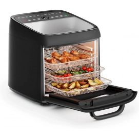 Freidora de aire Princess 182494 Vision, 12.6 litros, 1800W, sin aceite, 7 raciones, 12 programas, hasta 200º, temporizador, negro