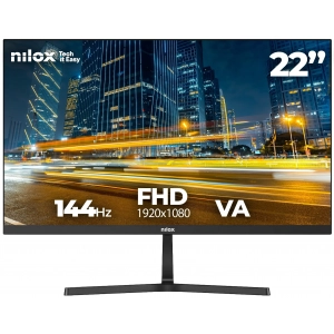 Monitor VA Nilox NXM22FHD14401, 21.5 pulgadas, Full HD, 144 Hz, VGA, HDMI, 1 ms, negro