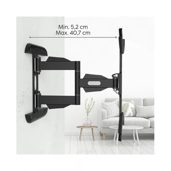 Soporte TV orientable de pared Hama 00220834, 32-65 pulgadas, VESA hasta 400 x 400 mm, 35 kg, giro 180°, negro - imagen 4
