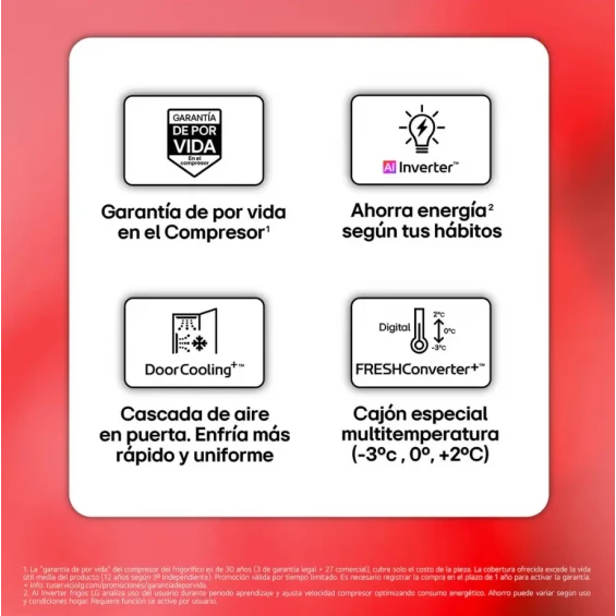 Frigorífico combi LG GBBS524DSW, 203 x 59.7 x 67.4 cm, Total No Frost, clase D, 218 kWh/año, 35 dB, 375 litros, Fresh Converter+, blanco - imagen 3