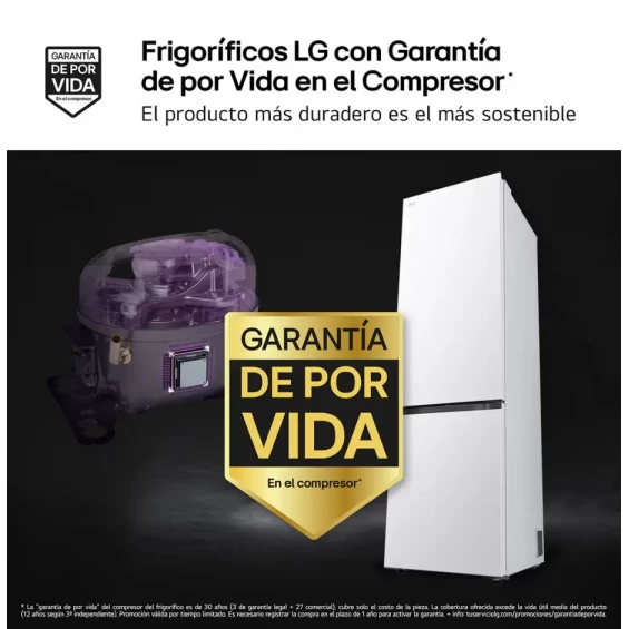 Frigorífico combi LG GBBS524DSW, 203 x 59.7 x 67.4 cm, Total No Frost, clase D, 218 kWh/año, 35 dB, 375 litros, Fresh Converter+, blanco - imagen 4
