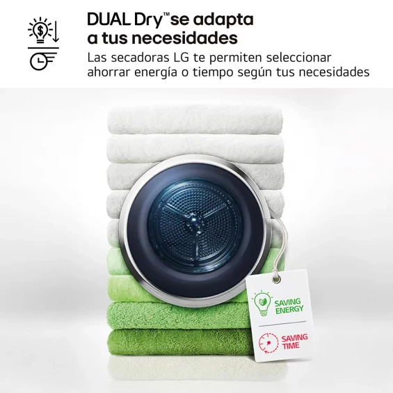 Secadora con bomba de calor LG RHX7010TLB, 10 kg, clase C, 108 kWh/100 ciclos, 62 dB, Dual Inverter, Wi-Fi ThinQ, blanco - imagen 8