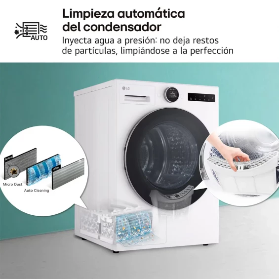 Secadora con bomba de calor LG RHX7010TLB, 10 kg, clase C, 108 kWh/100 ciclos, 62 dB, Dual Inverter, Wi-Fi ThinQ, blanco - imagen 7