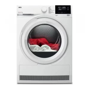 Secadora con bomba de calor AEG TR819OAOB, 9 kg, clase C, 110 kWh/100 ciclos, 64 dB, AbsoluteCare, MixDry, blanco