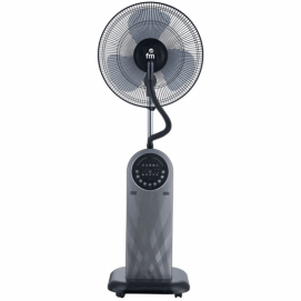 Ventilador nebulizador de pie Fm ND95, 95W, 40 cm, 3 velocidades, depósito 1.8 litros, gris y negro