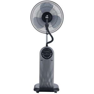 Ventilador nebulizador de pie Fm ND95, 95W, 40 cm, 3 velocidades, depósito 1.8 litros, gris y negro