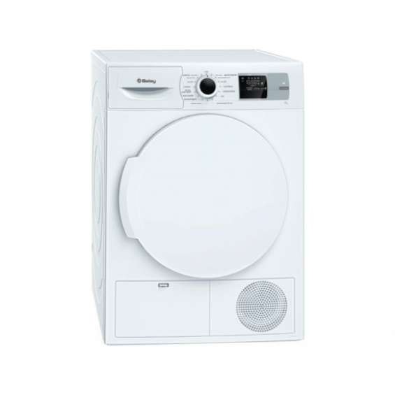 Secadora con bomba de calor Balay 3SB285B, 8 kg, clase A+ (antigua), 270 kWh/año, 65 dB, sensores de secado, rápido 40 min, blanco