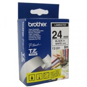 Consumible Brother TZ251 cinta laminada 24mm Blanco/Negro 8mt