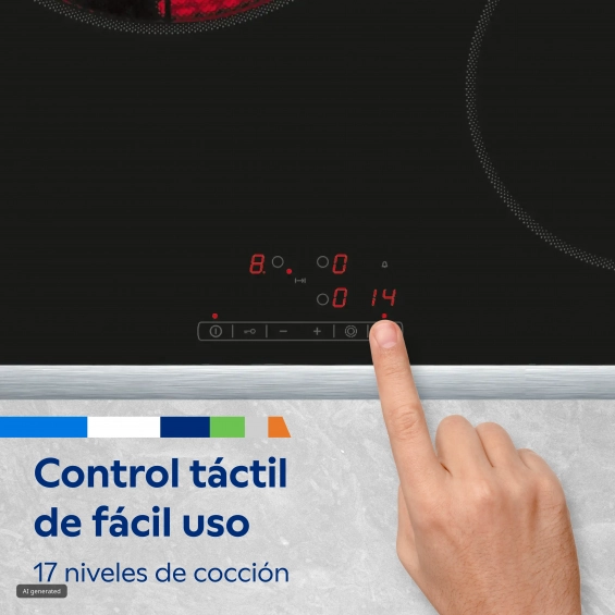 Placa vitrocerámica Balay 3EB720XR, 60 cm, 4 zonas, marco inox, programable, zona grande 21 cm, 6600W, cristal negro - imagen 3
