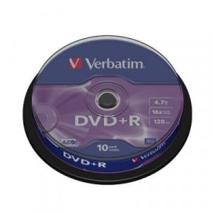 Discos VERBATIM DVD+R 4.7GB 16x Tubo 10 unidades