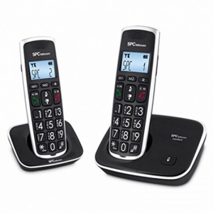 Teléfono inalámbrico Dect SPC COMFORT KAISER DUO 7609N, con teclas grandes, negro