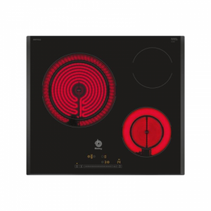 Placa vitrocerámica Balay 3EB765LQ 3 zonas 60cm bisel en forma de U control táctil zona grande 28 cm programable memoria 5750W negro