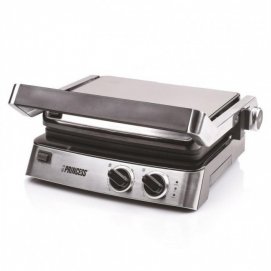 Plancha de asar Princess CONTACT GRILL 117300, 2 termostatos, 2000W, inox