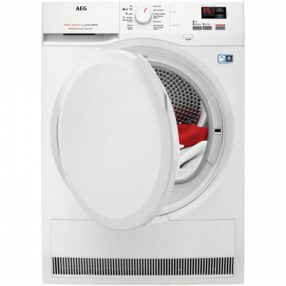 Secadora con bomba de calor AEG T8DBK840, 8 kg, clase A++ (antigua), 66 dB, SensiDry, AbsoluteCare, blanco