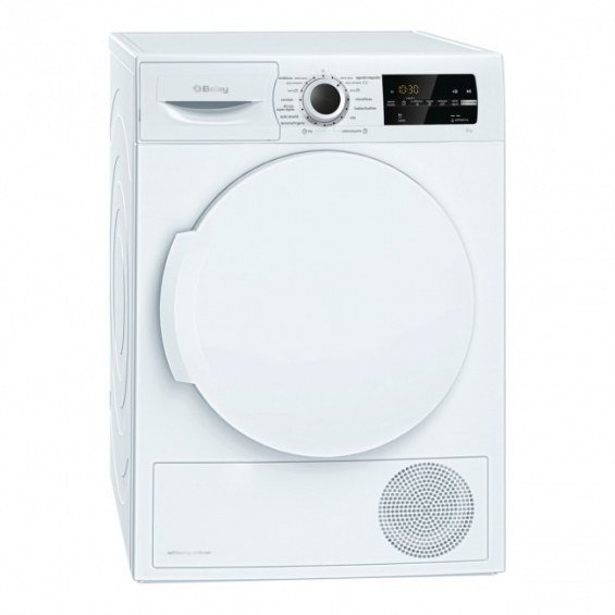 Secadora con bomba de calor Balay 3SB995B, 9 kg, clase A++ antigua, 211 kWh/100 ciclos a plena carga, 65 dB, condensador autolimpiante, blanca