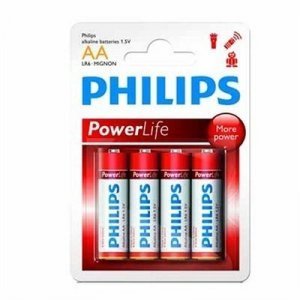 Pila Alcalina Philips LR6, AA, pack de 4