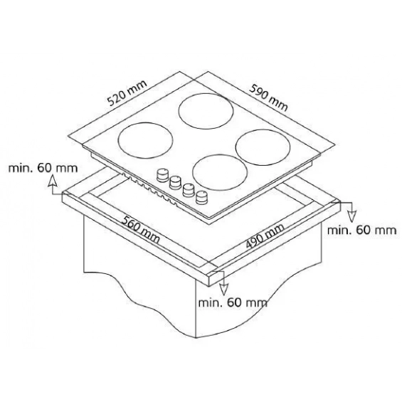 Placa de gas butano Artica AXG6040, 60 cm, 4 zonas, mandos laterales, Tempomar Seguridad, 7250W, inox - imagen 7