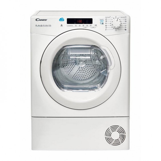Secadora con bomba de calor Candy CS H9A2DE-S, 9 kg, clase A++ (antigua), 66 dB, 16 programas, Smart Touch NFC, EasyCase, blanco